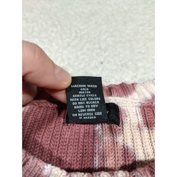 Justify juniors women's crew neck relaxed fit bleach tie dye crop knit sweater - Picture 8 of 12